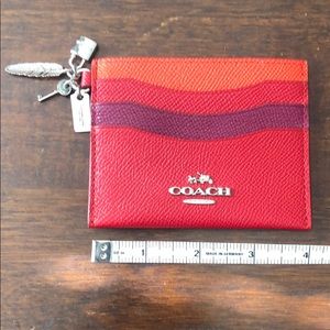 Coach Card Case in red color block NWT
